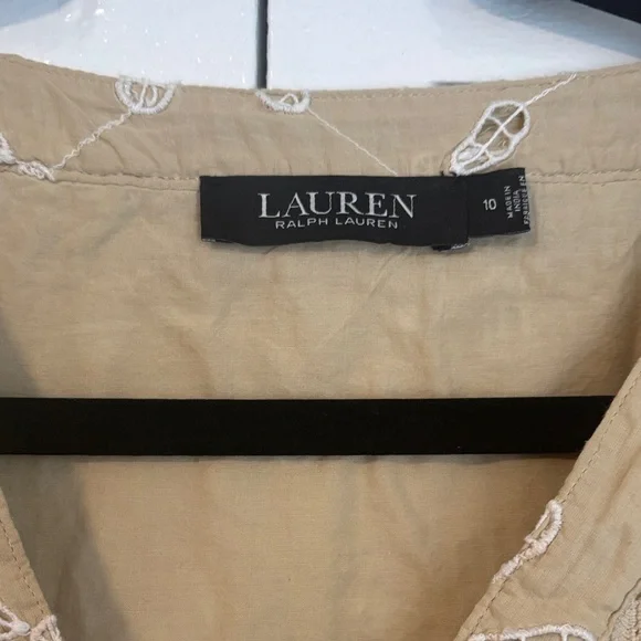 Ralph Lauren Tan Embroidered Midi Dress - Picture 5 of 12